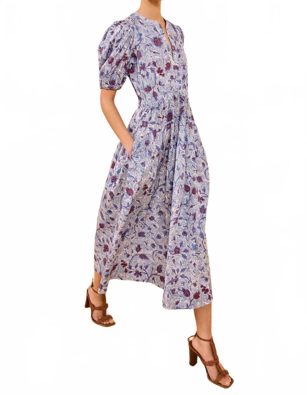 NEW ULLA JOHNSON adriana cotton midi dress in gardenia - Picture 3 of 4